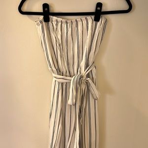 Striped strapless jumpsuit